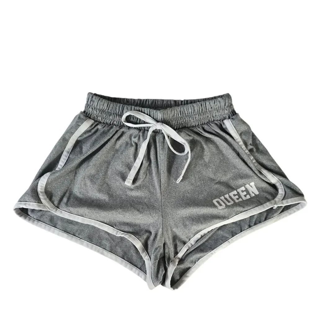 Que Gray Athletic Shorts with Plush Fabric and Drawstring